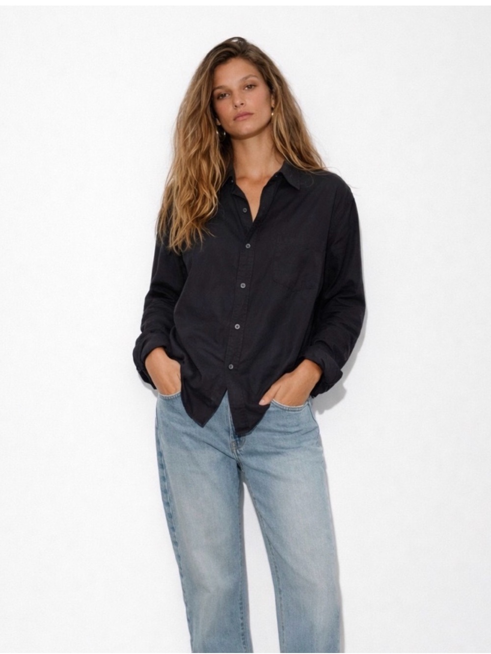 Wilfred Black Casual Button-Down Shirt